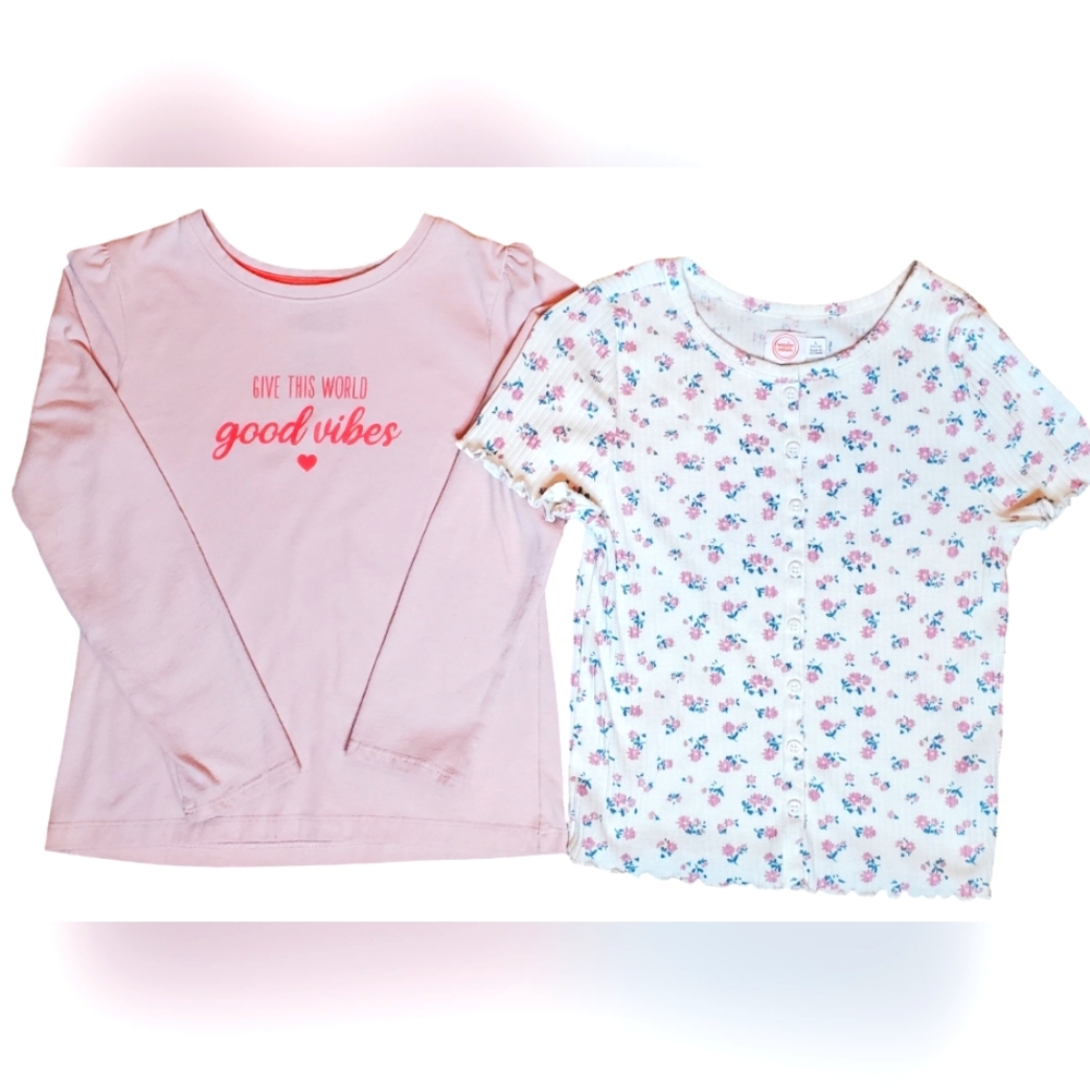 Girl Shirts Lot Pink Floral